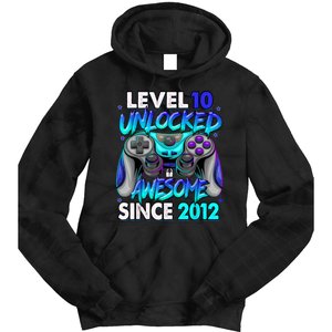 Level 10 Unlocked Awesome Since 2012 10th Birthday Tie Dye Hoodie