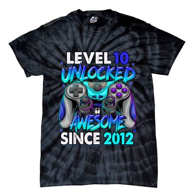 Level 10 Unlocked Awesome Since 2012 10th Birthday Tie-Dye T-Shirt