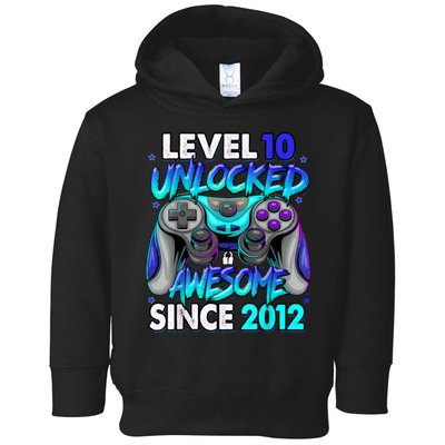 Level 10 Unlocked Awesome Since 2012 10th Birthday Toddler Hoodie
