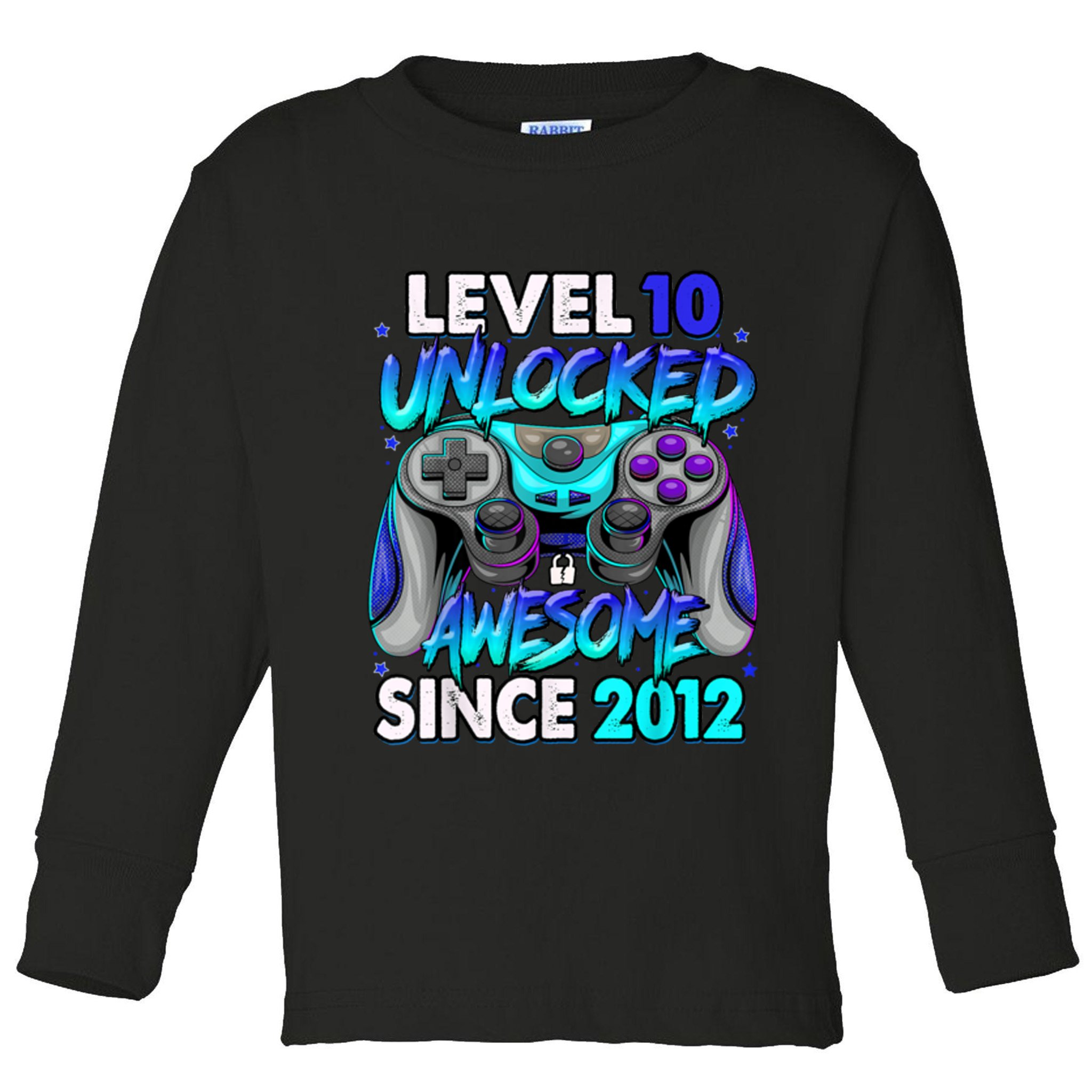Level 10 Unlocked Awesome Since 2012 10th Birthday Toddler Long Sleeve Shirt