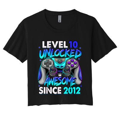 Level 10 Unlocked Awesome Since 2012 10th Birthday Crop Top