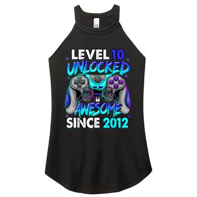 Level 10 Unlocked Awesome Since 2012 10th Birthday Women's Perfect Tri Rocker Tank