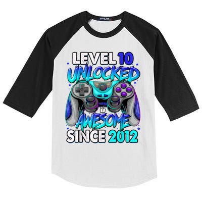 Level 10 Unlocked Awesome Since 2012 10th Birthday Kids Colorblock Raglan Jersey