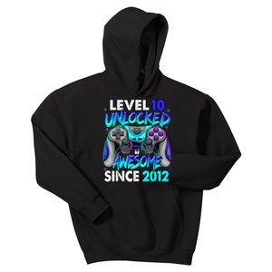 Level 10 Unlocked Awesome Since 2012 10th Birthday Kids Hoodie