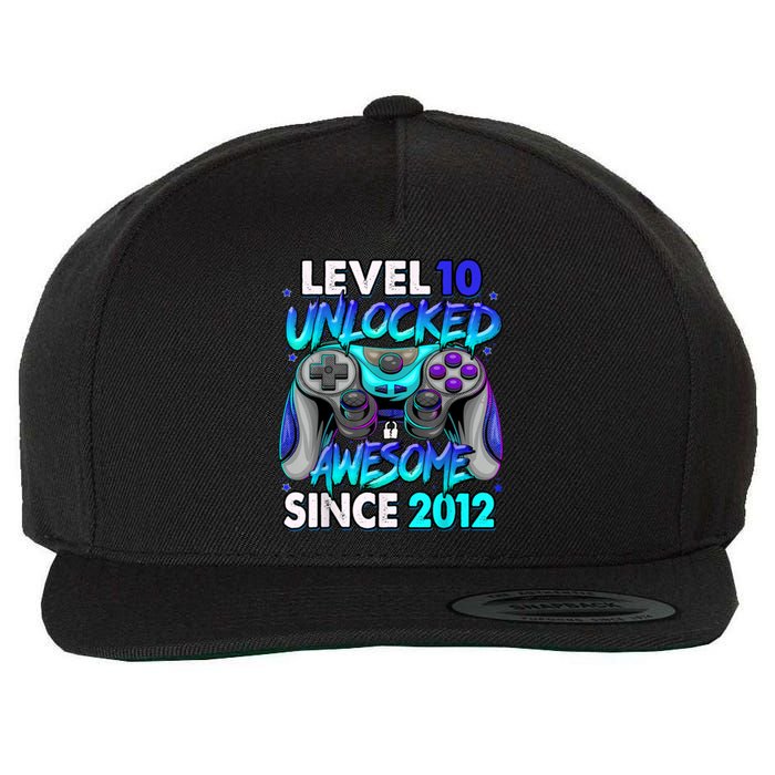 Level 10 Unlocked Awesome Since 2012 10th Birthday Wool Snapback Cap