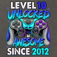 Level 10 Unlocked Awesome Since 2012 10th Birthday Cotton Canvas Backpack