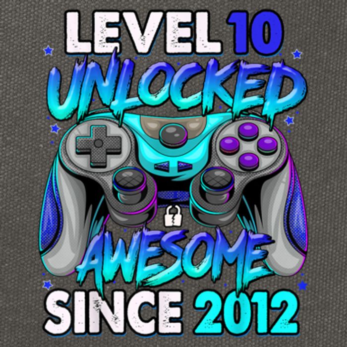 Level 10 Unlocked Awesome Since 2012 10th Birthday Cotton Canvas Backpack