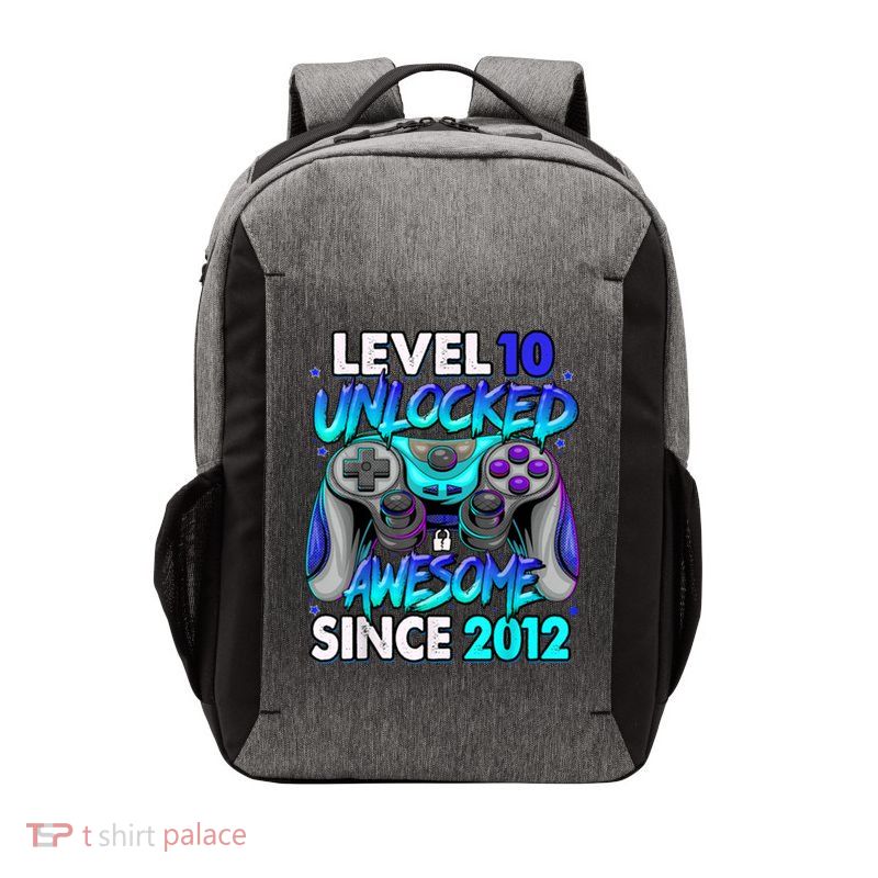 Level 10 Unlocked Awesome Since 2012 10th Birthday Vector Backpack
