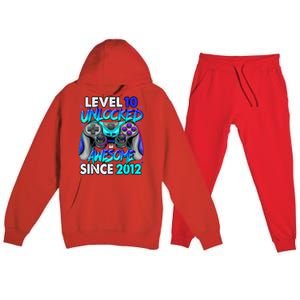 Level 10 Unlocked Awesome Since 2012 10th Birthday Premium Hooded Sweatsuit Set