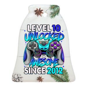 Level 10 Unlocked Awesome Since 2012 10th Birthday Ceramic Bell Ornament