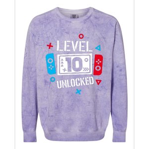 Level 10 Unlocked Birthday, 10th Birthday Boy Gamer, 10 Years Old Gamer Colorblast Crewneck Sweatshirt