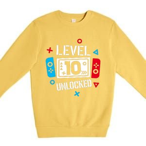 Level 10 Unlocked Birthday, 10th Birthday Boy Gamer, 10 Years Old Gamer Premium Crewneck Sweatshirt