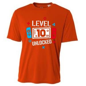 Level 10 Unlocked Birthday, 10th Birthday Boy Gamer, 10 Years Old Gamer Cooling Performance Crew T-Shirt