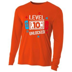 Level 10 Unlocked Birthday, 10th Birthday Boy Gamer, 10 Years Old Gamer Cooling Performance Long Sleeve Crew