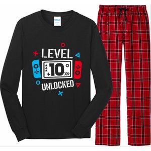 Level 10 Unlocked Birthday, 10th Birthday Boy Gamer, 10 Years Old Gamer Long Sleeve Pajama Set