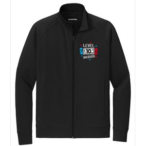 Level 10 Unlocked Birthday, 10th Birthday Boy Gamer, 10 Years Old Gamer Stretch Full-Zip Cadet Jacket