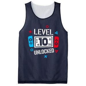 Level 10 Unlocked Birthday, 10th Birthday Boy Gamer, 10 Years Old Gamer Mesh Reversible Basketball Jersey Tank