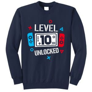 Level 10 Unlocked Birthday, 10th Birthday Boy Gamer, 10 Years Old Gamer Tall Sweatshirt