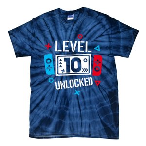 Level 10 Unlocked Birthday, 10th Birthday Boy Gamer, 10 Years Old Gamer Tie-Dye T-Shirt