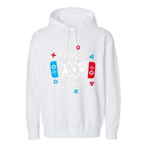 Level 10 Unlocked Birthday, 10th Birthday Boy Gamer, 10 Years Old Gamer Garment-Dyed Fleece Hoodie