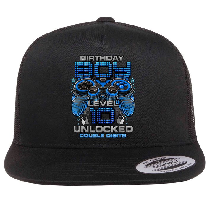 Level 10 Unlocked Awesome Since 2013 10th Birthday Gaming Flat Bill Trucker Hat