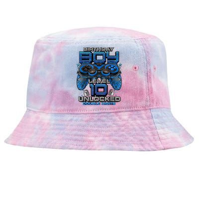 Level 10 Unlocked Awesome Since 2013 10th Birthday Gaming Tie-Dyed Bucket Hat