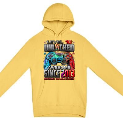 Level 10 Unlocked Awesome Since 2013 10th Birthday Gaming Premium Pullover Hoodie