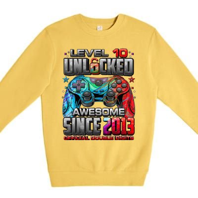 Level 10 Unlocked Awesome Since 2013 10th Birthday Gaming Premium Crewneck Sweatshirt