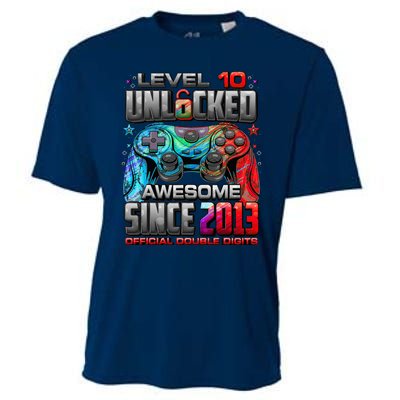 Level 10 Unlocked Awesome Since 2013 10th Birthday Gaming Cooling Performance Crew T-Shirt