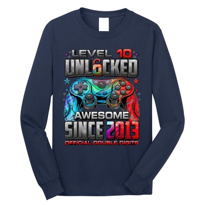 Level 10 Unlocked Awesome Since 2013 10th Birthday Gaming Long Sleeve Shirt