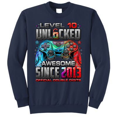 Level 10 Unlocked Awesome Since 2013 10th Birthday Gaming Sweatshirt