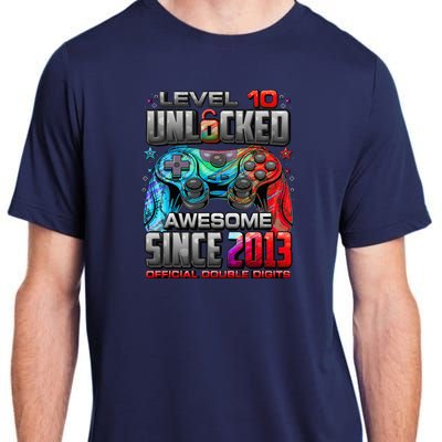 Level 10 Unlocked Awesome Since 2013 10th Birthday Gaming Adult ChromaSoft Performance T-Shirt