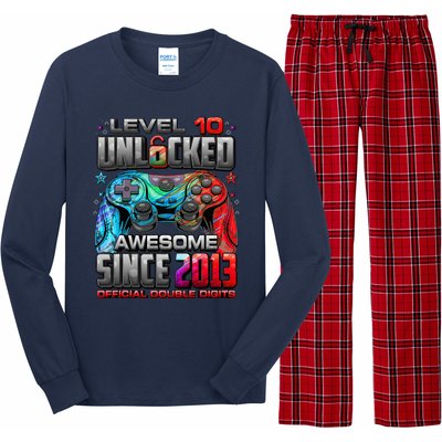 Level 10 Unlocked Awesome Since 2013 10th Birthday Gaming Long Sleeve Pajama Set