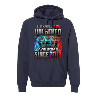 Level 10 Unlocked Awesome Since 2013 10th Birthday Gaming Premium Hoodie