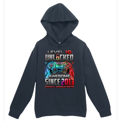 Level 10 Unlocked Awesome Since 2013 10th Birthday Gaming Urban Pullover Hoodie