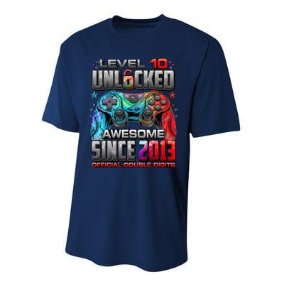 Level 10 Unlocked Awesome Since 2013 10th Birthday Gaming Performance Sprint T-Shirt