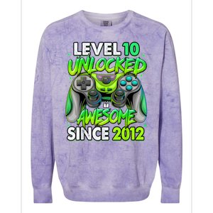 Level 10 Unlocked Awesome 2012 Video Game 10th Birthday Colorblast Crewneck Sweatshirt