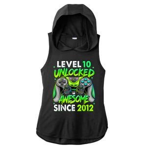 Level 10 Unlocked Awesome 2012 Video Game 10th Birthday Ladies PosiCharge Tri-Blend Wicking Draft Hoodie Tank