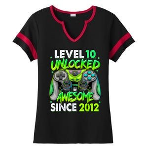 Level 10 Unlocked Awesome 2012 Video Game 10th Birthday Ladies Halftime Notch Neck Tee