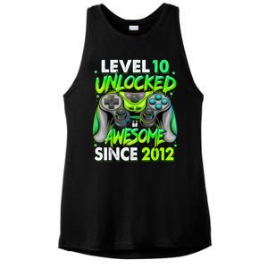 Level 10 Unlocked Awesome 2012 Video Game 10th Birthday Ladies PosiCharge Tri-Blend Wicking Tank