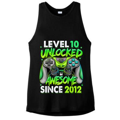Level 10 Unlocked Awesome 2012 Video Game 10th Birthday Ladies PosiCharge Tri-Blend Wicking Tank