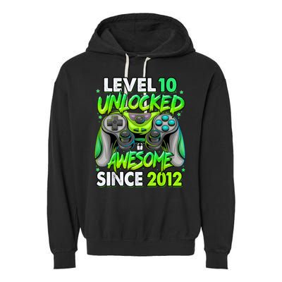 Level 10 Unlocked Awesome 2012 Video Game 10th Birthday Garment-Dyed Fleece Hoodie