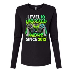 Level 10 Unlocked Awesome 2012 Video Game 10th Birthday Womens Cotton Relaxed Long Sleeve T-Shirt