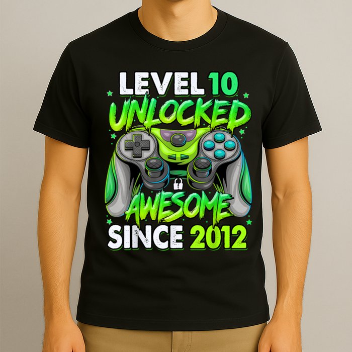 Level 10 Unlocked Awesome 2012 Video Game 10th Birthday T-Shirt