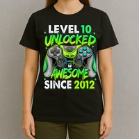 Level 10 Unlocked Awesome 2012 Video Game 10th Birthday T-Shirt