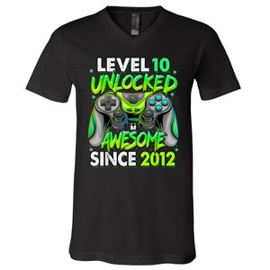 Level 10 Unlocked Awesome 2012 Video Game 10th Birthday V-Neck T-Shirt