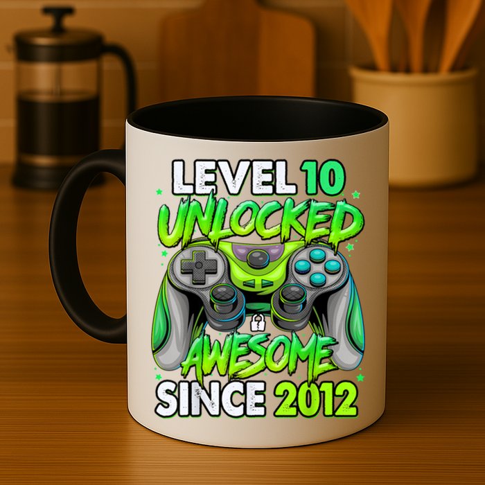 Level 10 Unlocked Awesome 2012 Video Game 10th Birthday Mug