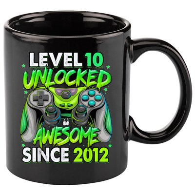 Level 10 Unlocked Awesome 2012 Video Game 10th Birthday 11oz C Handle Ceramic Mug