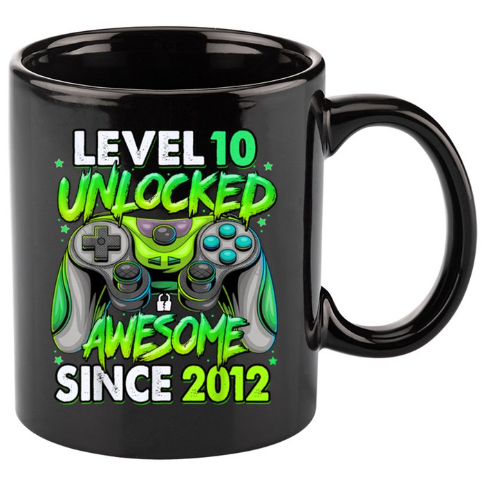 Level 10 Unlocked Awesome 2012 Video Game 10th Birthday 11oz C Handle Ceramic Mug
