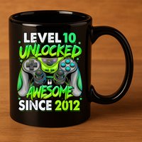 Level 10 Unlocked Awesome 2012 Video Game 10th Birthday 11oz C Handle Ceramic Mug